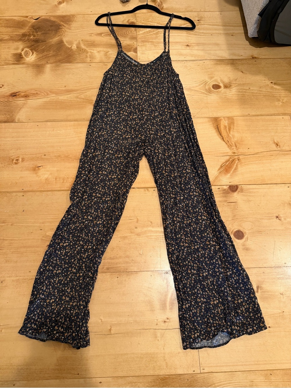 ASOS Navy Floral Spaghetti-Strap Wide-Leg Jumpsuit